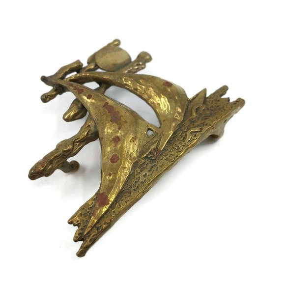 1977 Ivan Hyden Brass Sailboat Belt Buckle main image 6
